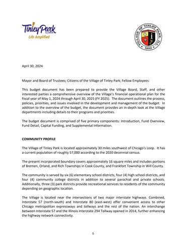 Tinley Park Annual Budget FY 2025 第 5 页