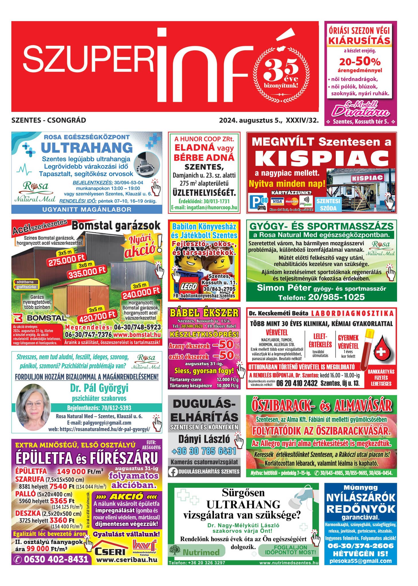 Szentes-Csongrádi Szuperinfó, 2024.08.05. by szuperi - Issuu