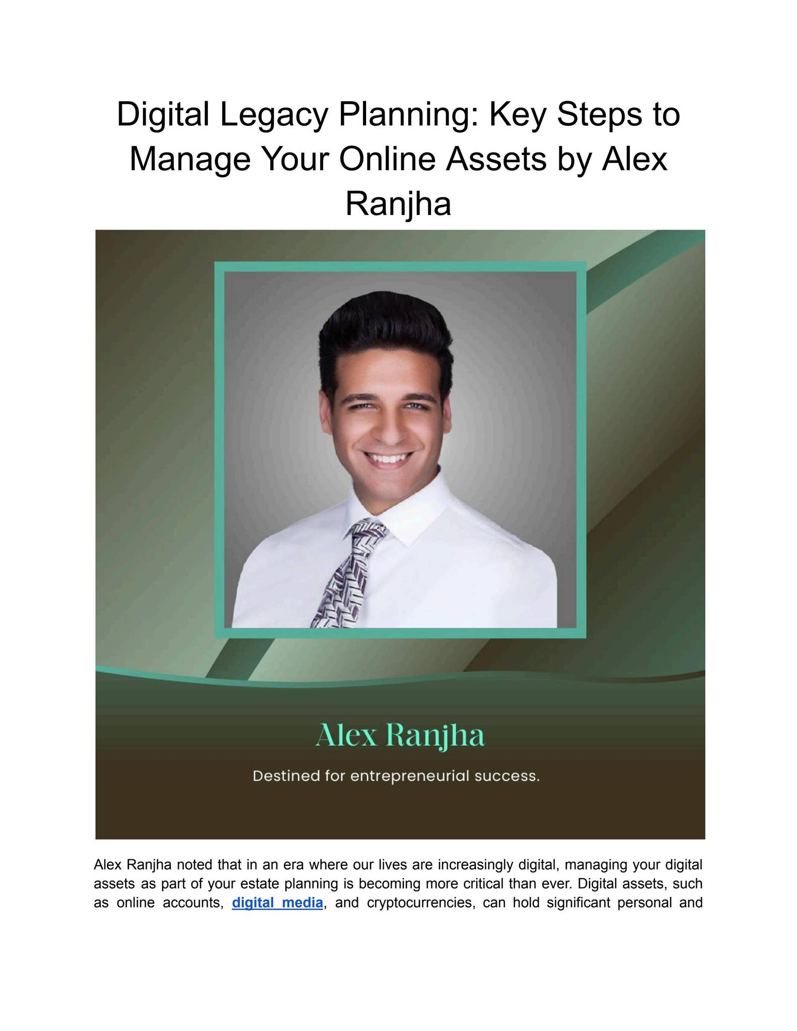 Digital Legacy Planning: Key Steps to Manage Your Online Assets by Alex ...