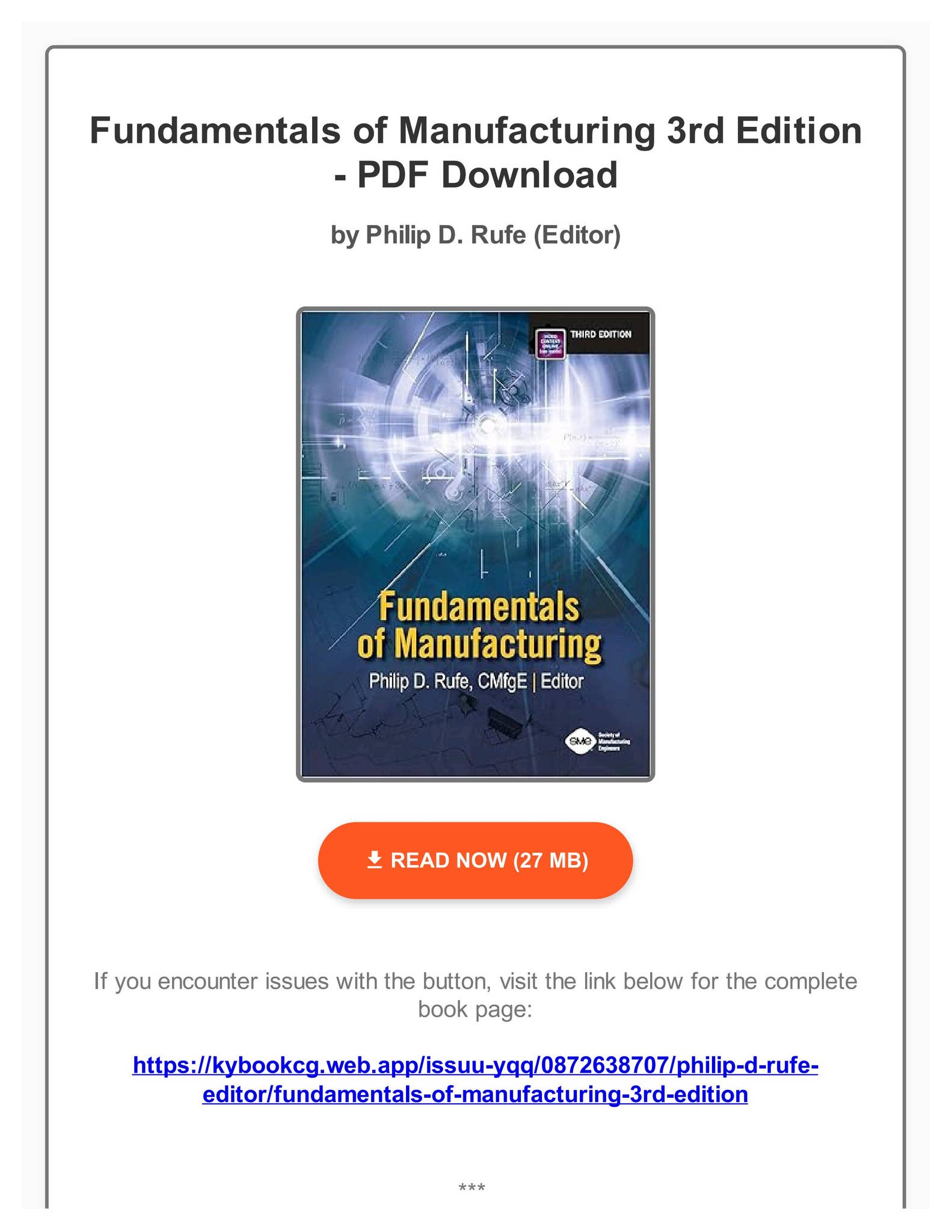 Ebook Fundamentals of Manufacturing 3rd Edition by Philip D. Rufe