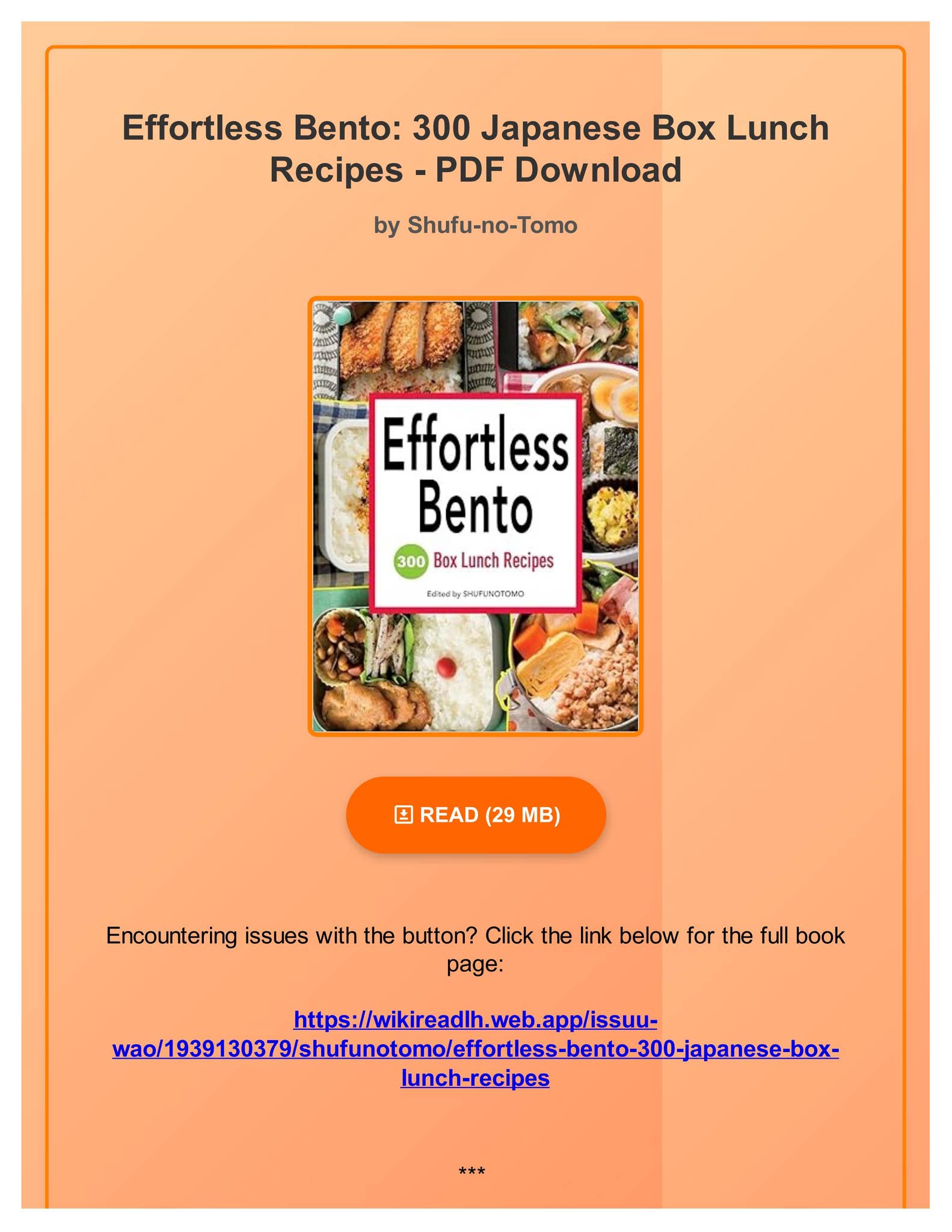 PDF Effortless Bento: 300 Japanese Box Lunch Recipes by Shufu-no-Tomo ...