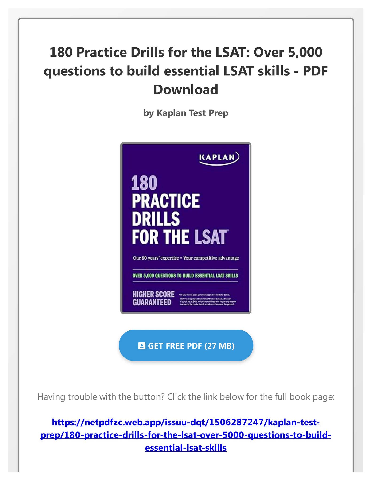 PDF Free) 180 Practice Drills for the LSAT: Over 5,000