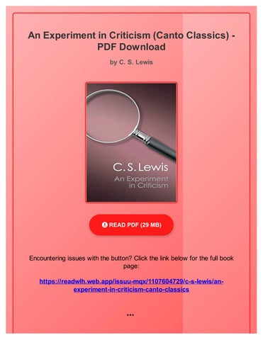An Experiment in Criticism by C.S. Lewis | Goodreads