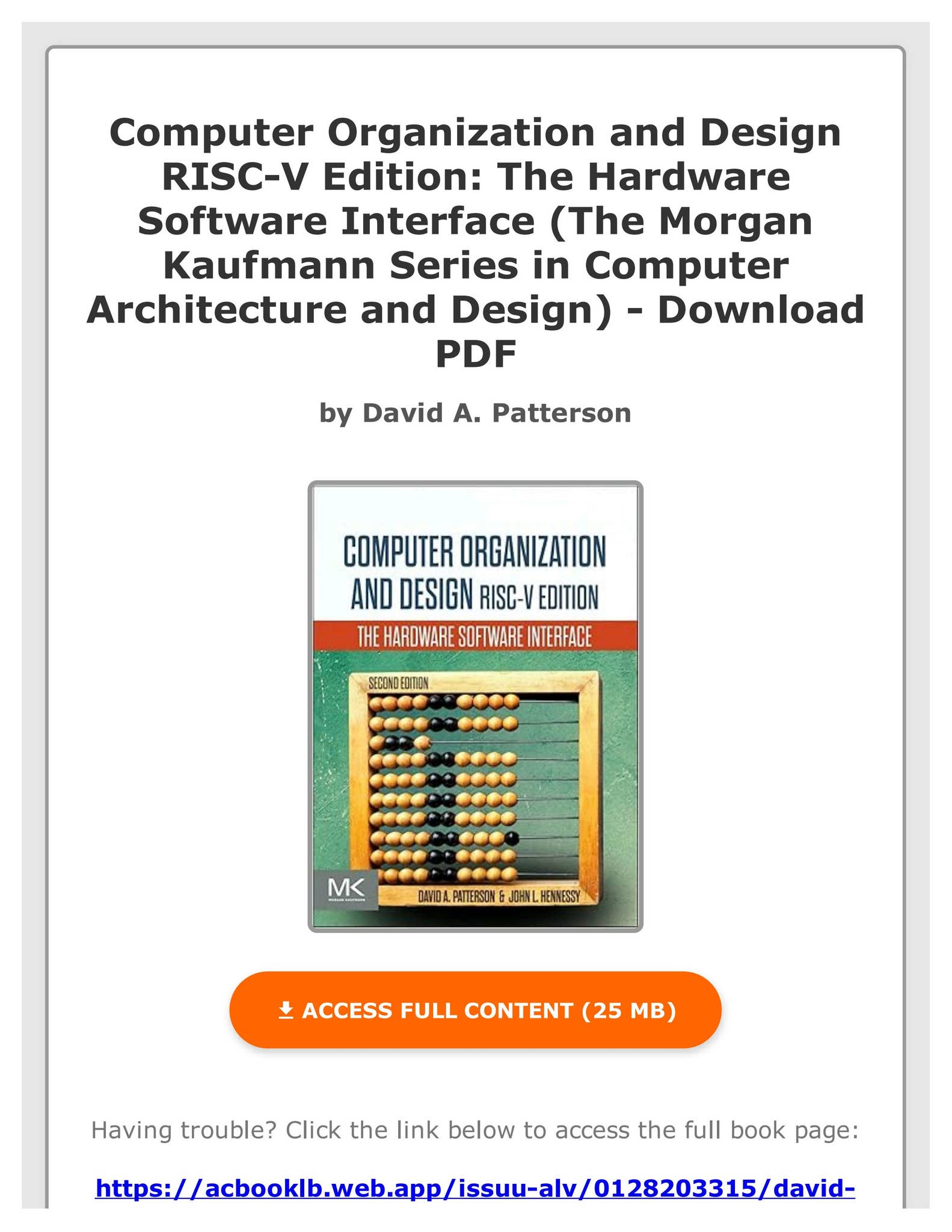 PDF Computer Organization and Design RISC-V Edition: The