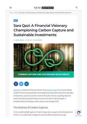 Sara Qazi: A Financial Visionary Championing Carbon Capture and Sustainable Investments