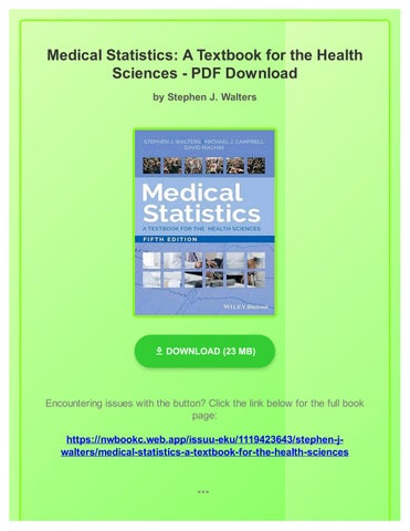 PDF) Medical Statistics: A Textbook for the Health Sciences