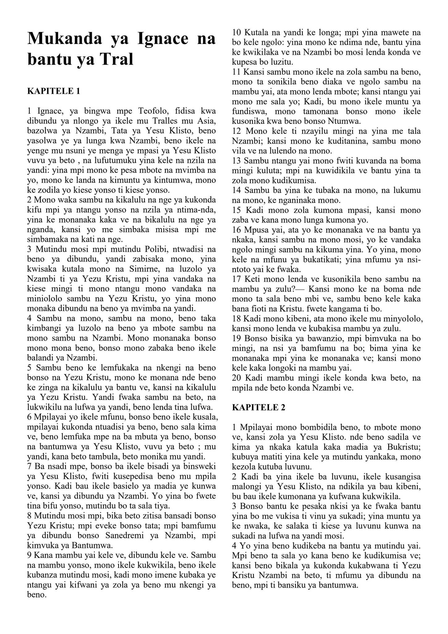 Kituba - The Epistle of Ignatius to the Trallians by Filipino Tracts ...