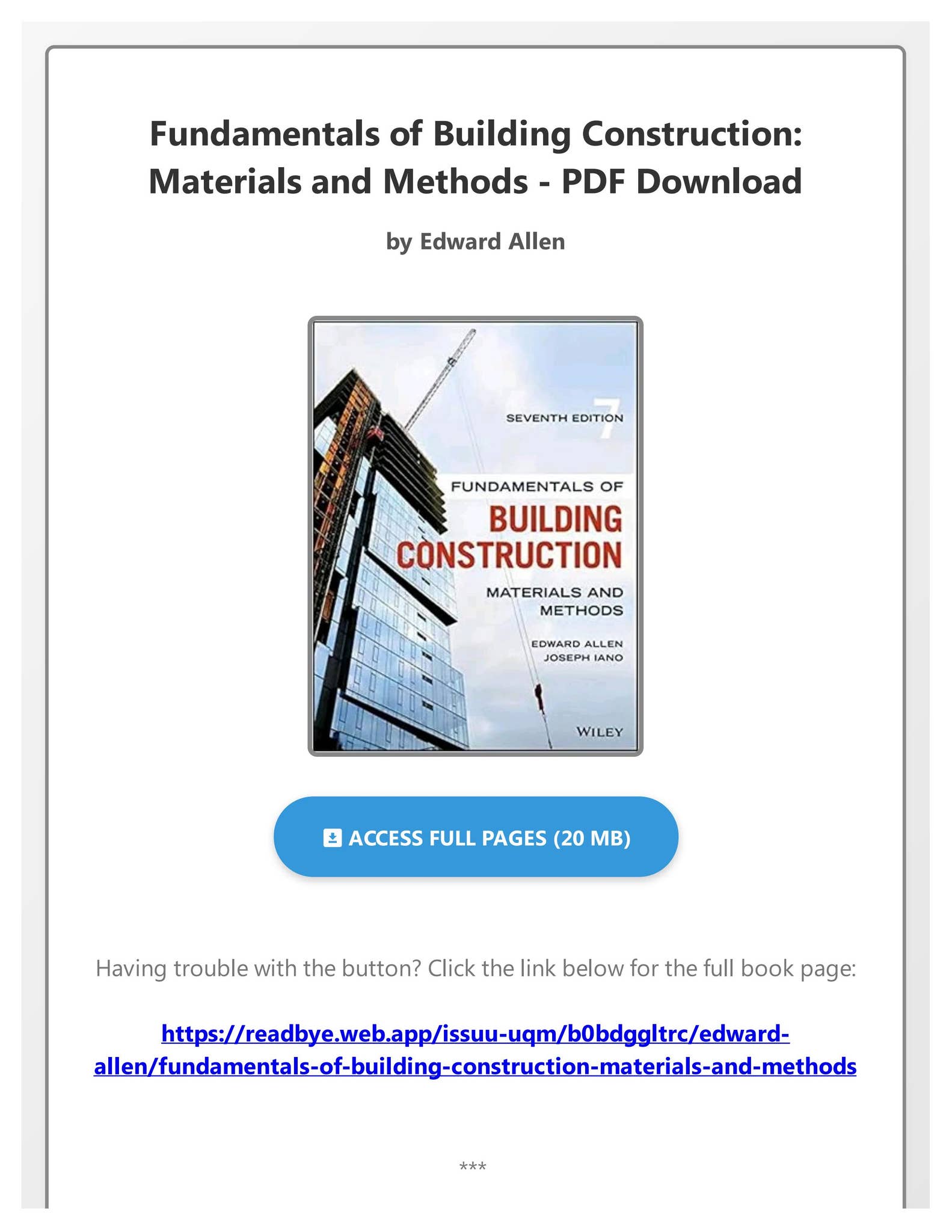 Pdf Ebook Fundamentals of Building Construction: Materials and Methods ...