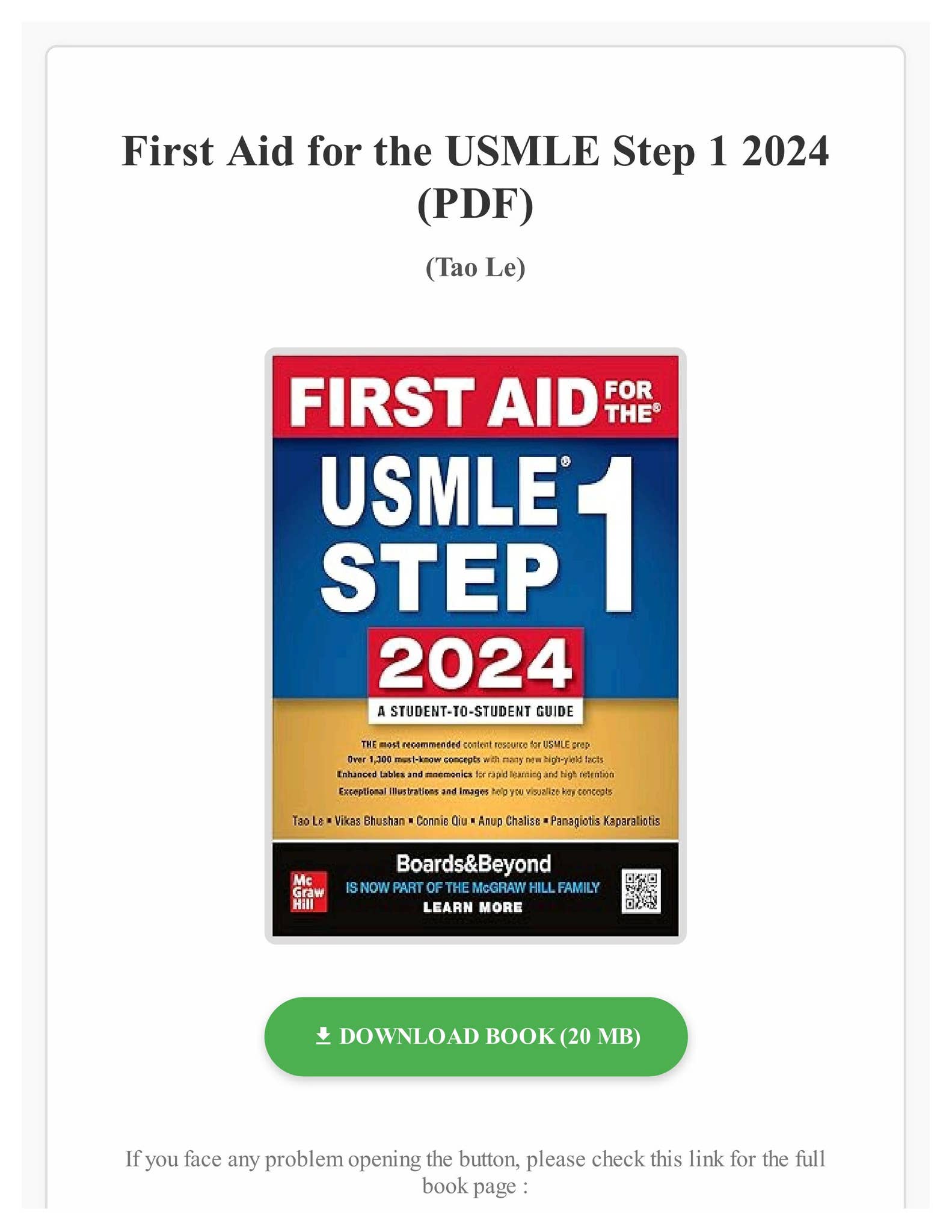 健康・医学 FIRST AID FOR THE USMLE STEP 1 2024 First Aid for the USMLE Step 1 2024 - Kindle edition by Le