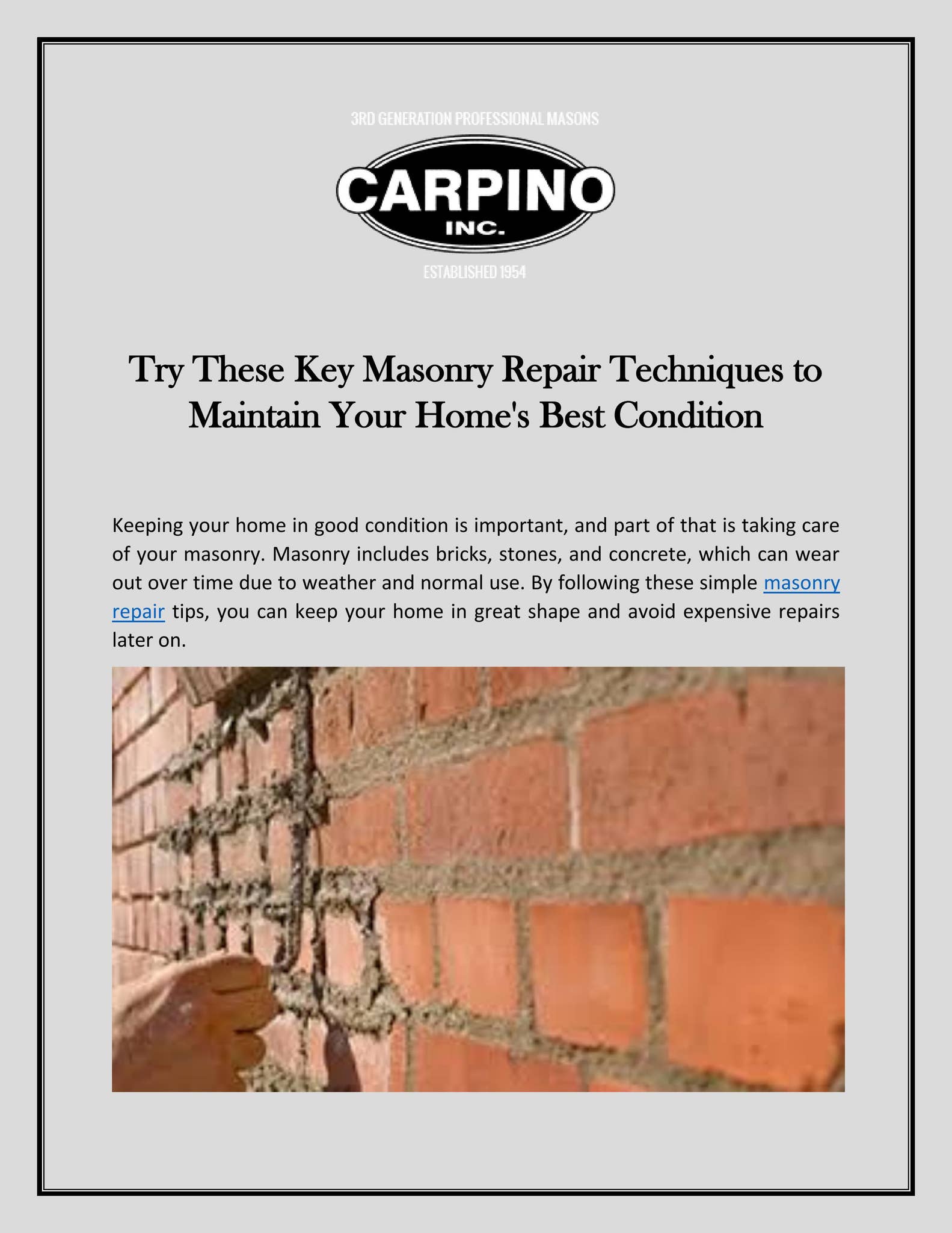 Try These Key Masonry Repair Techniques to Maintain Your Home's Best ...