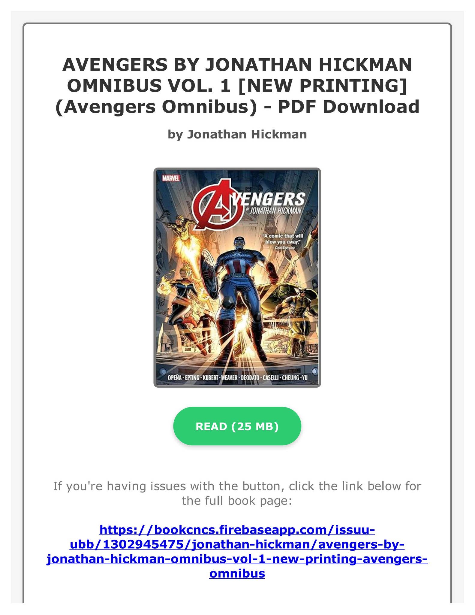 PDF PDF) AVENGERS BY JONATHAN HICKMAN OMNIBUS VOL. 1 [NEW
