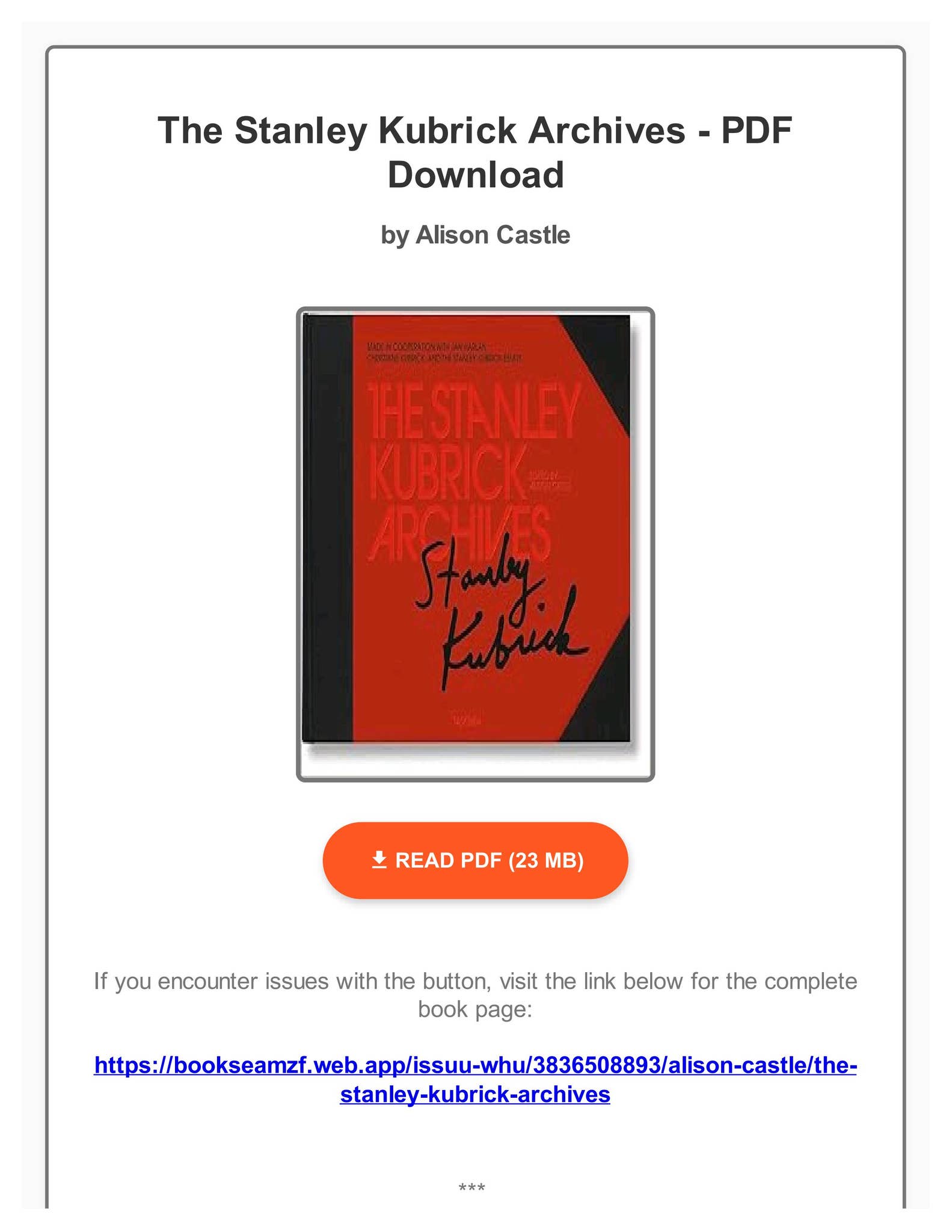 PDF The Stanley Kubrick Archives by Alison Castle by