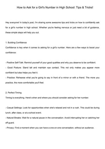 How to Ask for a Girl's Number in High School: Tips & Tricks!