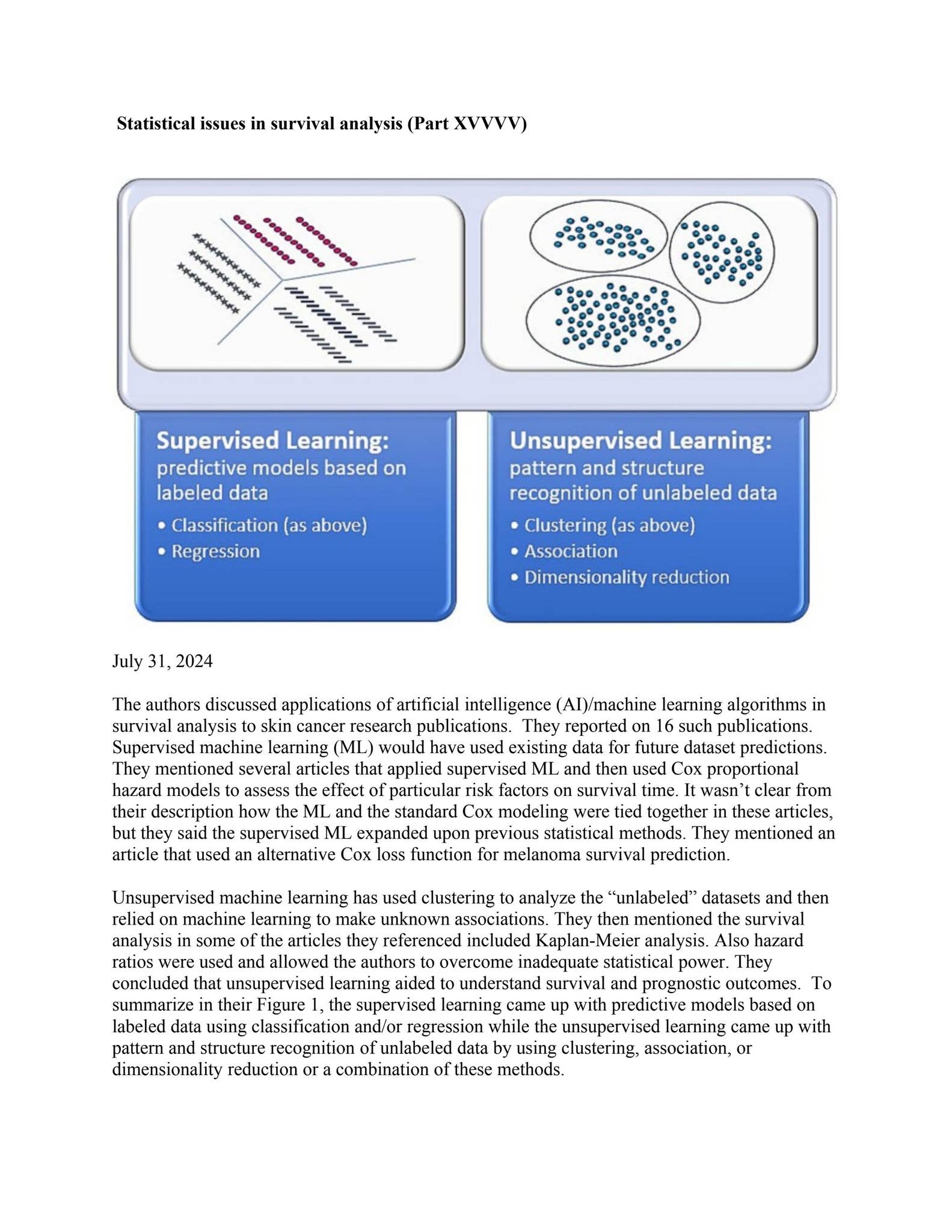 Statistical issues in survival analysis (Part XVVVV) by Usha