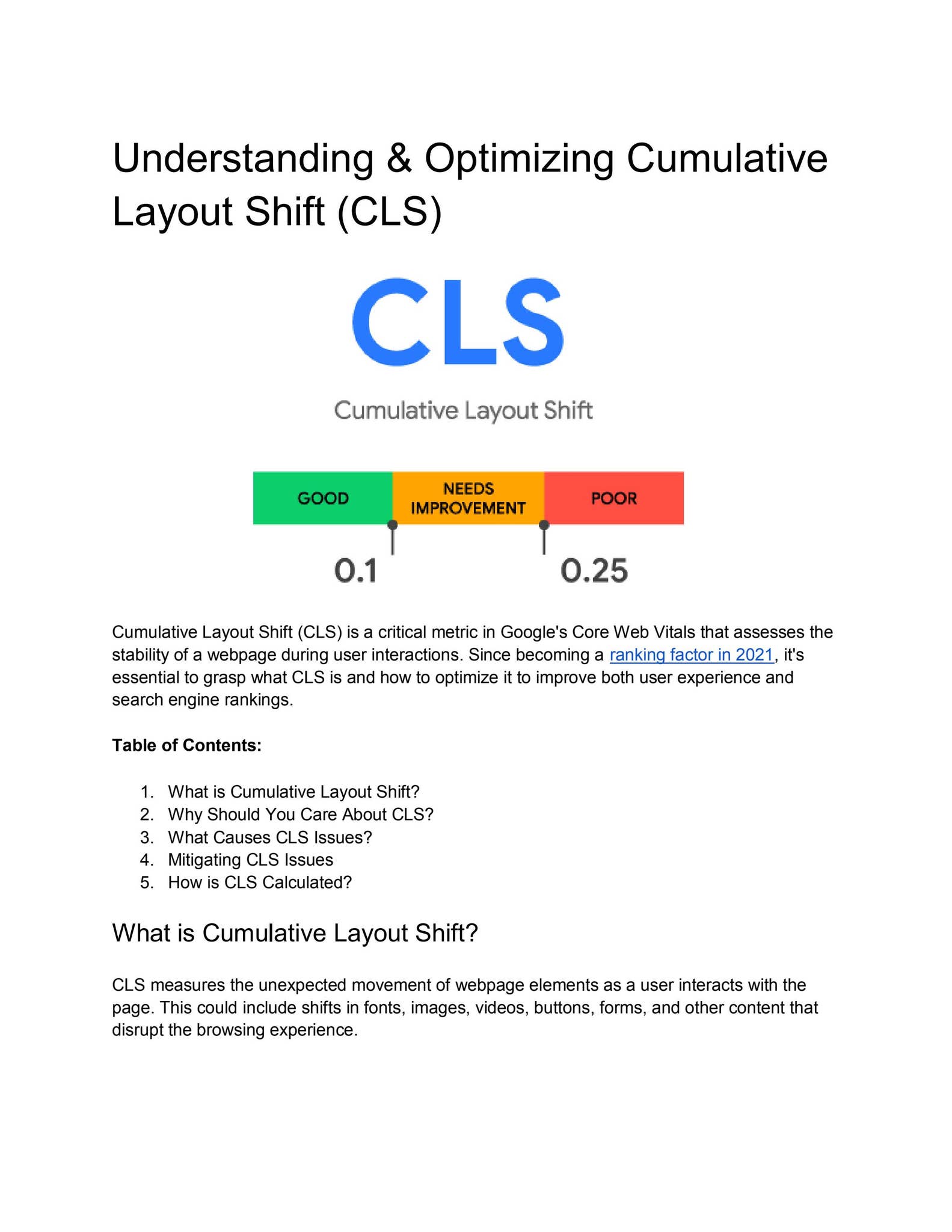 Comulative Layout Shift Example Understanding & Optimizing Cumulative Layout Shift (CLS) Cumulative ...