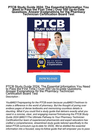 READ PTCB Study Guide 2024: The Essential Information You Need to Pass ...