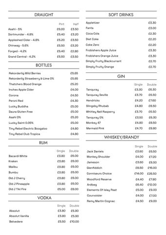 Drinks Menu