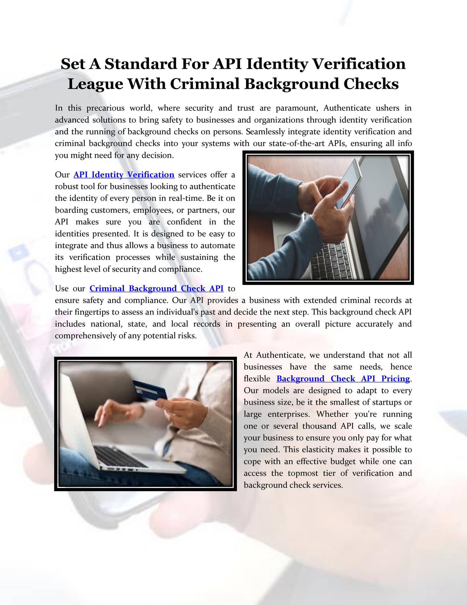 Set A Standard For API Identity Verification League With Criminal ...