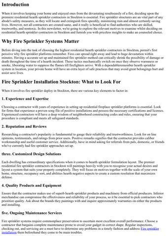 Choosing the Best Residential Fire Sprinkler Contractors in Stockton