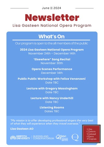 June 2024 Newsletter - Lisa Gasteen National Opera Program