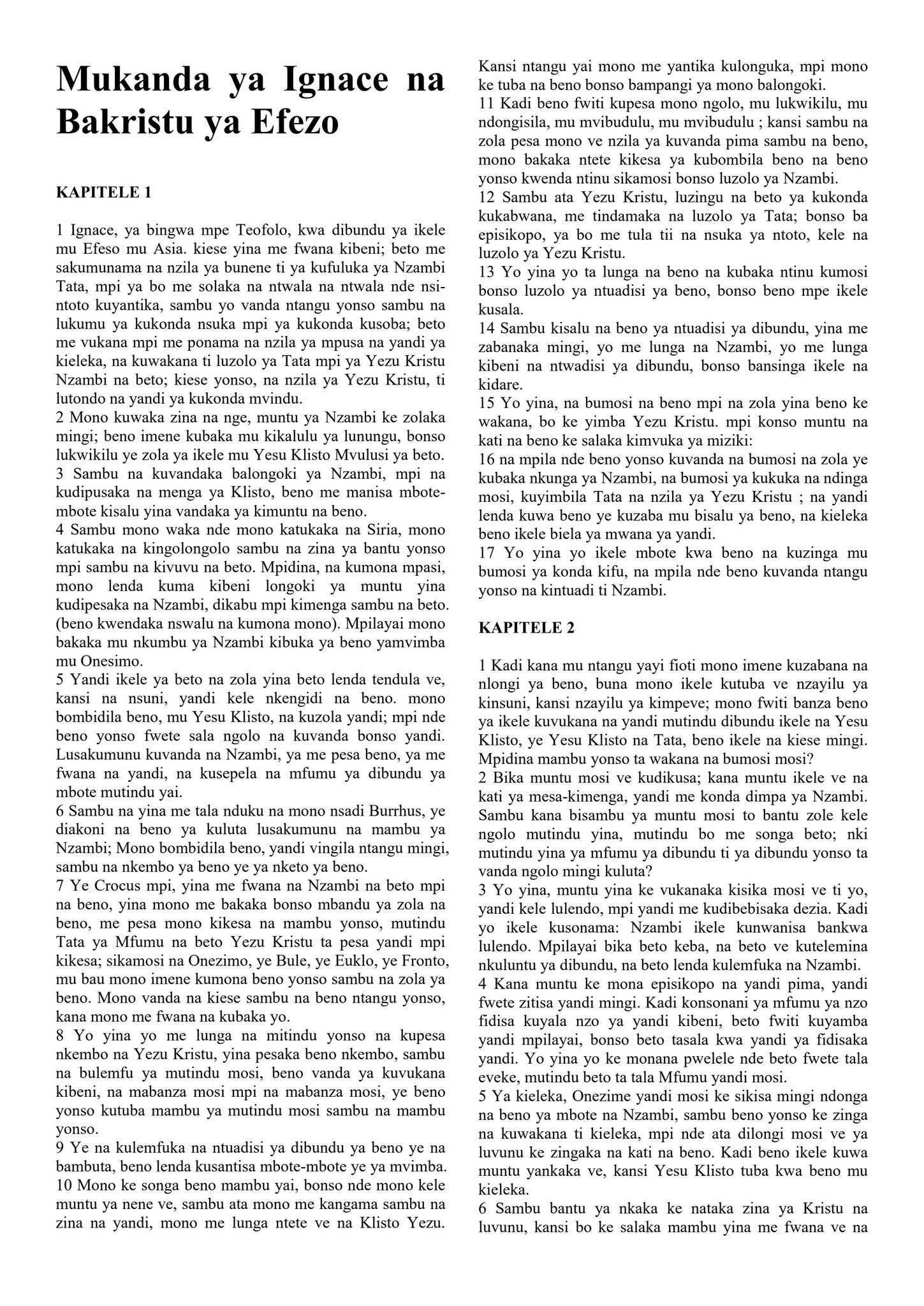 Kituba - The Epistle of Ignatius to the Ephesians by Filipino Tracts ...