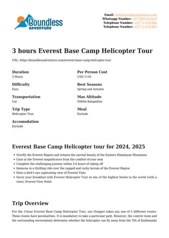 Everest Base Camp Helicopter tour by Boundlessadventure - Issuu