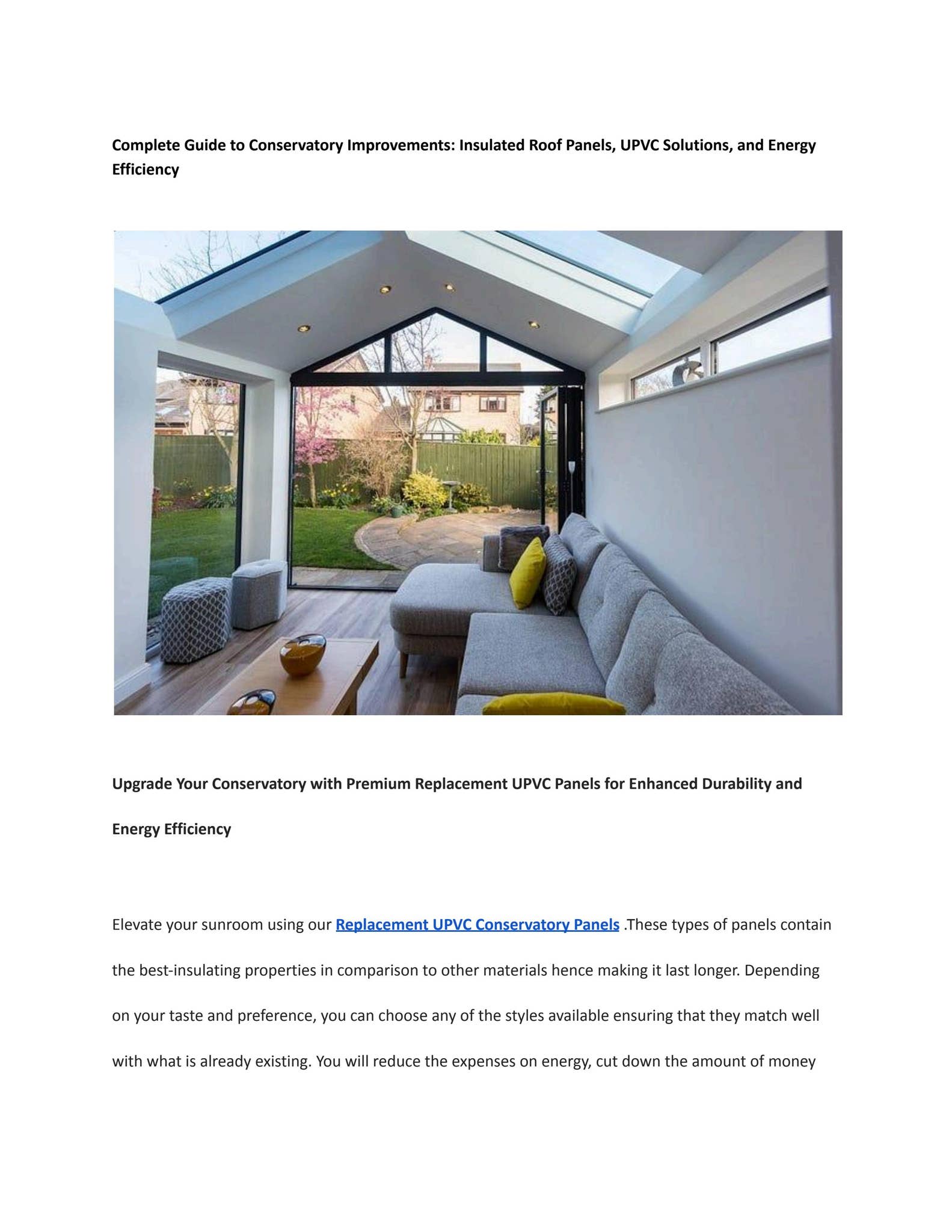 Complete Guide to Conservatory Improvements: Insulated Roof Panels ...