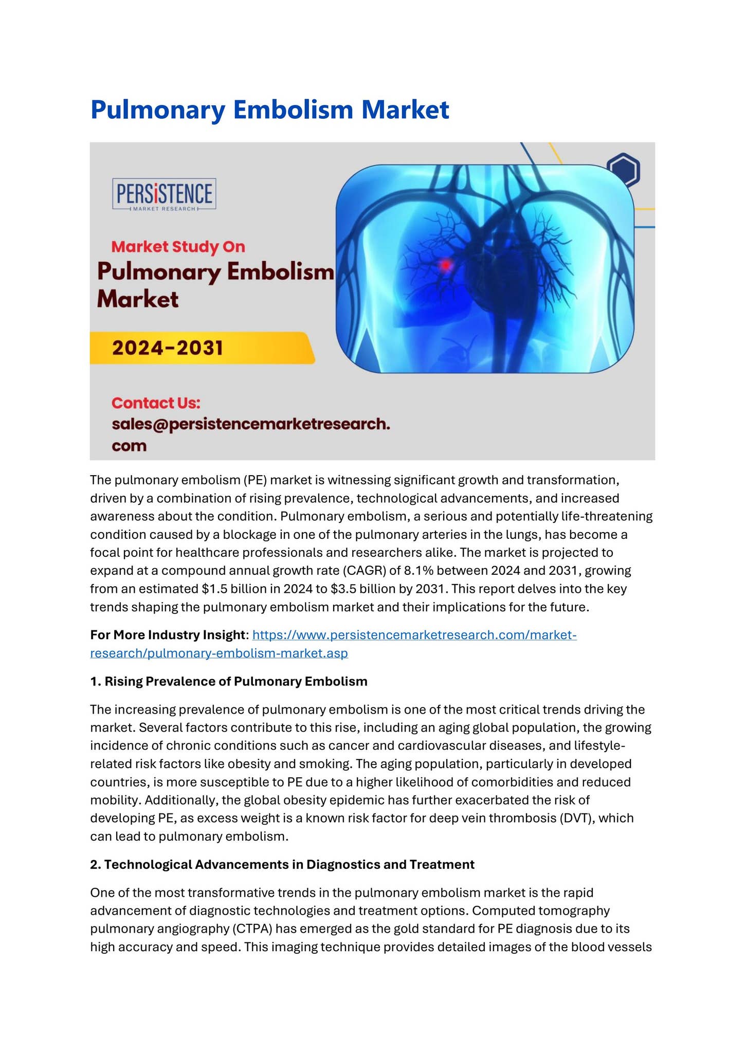 What is the trend in pulmonary embolism? by research - Issuu