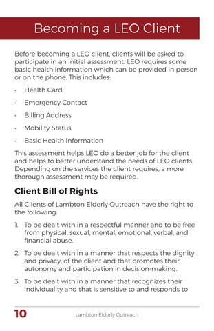 Lambton Elderly Outreach Client Handbook 第 10 页