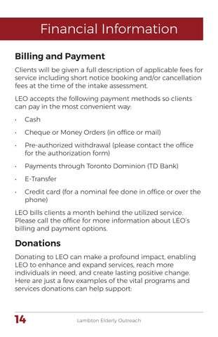 Lambton Elderly Outreach Client Handbook 第 14 页