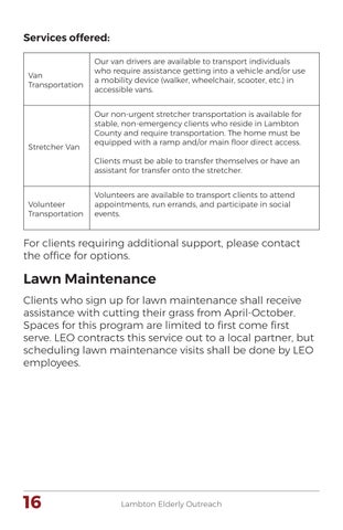 Lambton Elderly Outreach Client Handbook 第 16 页