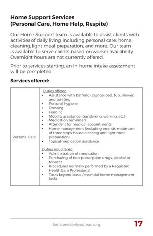 Lambton Elderly Outreach Client Handbook 第 17 页