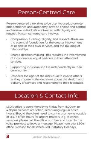 Lambton Elderly Outreach Client Handbook 第 8 页