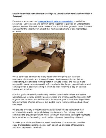 Enjoy Convenience and Comfort at Eracamps To Deluxe Kumbh Mela Accommodation in Prayagraj