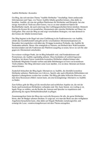 Audible Hörbücher - Kostenlos