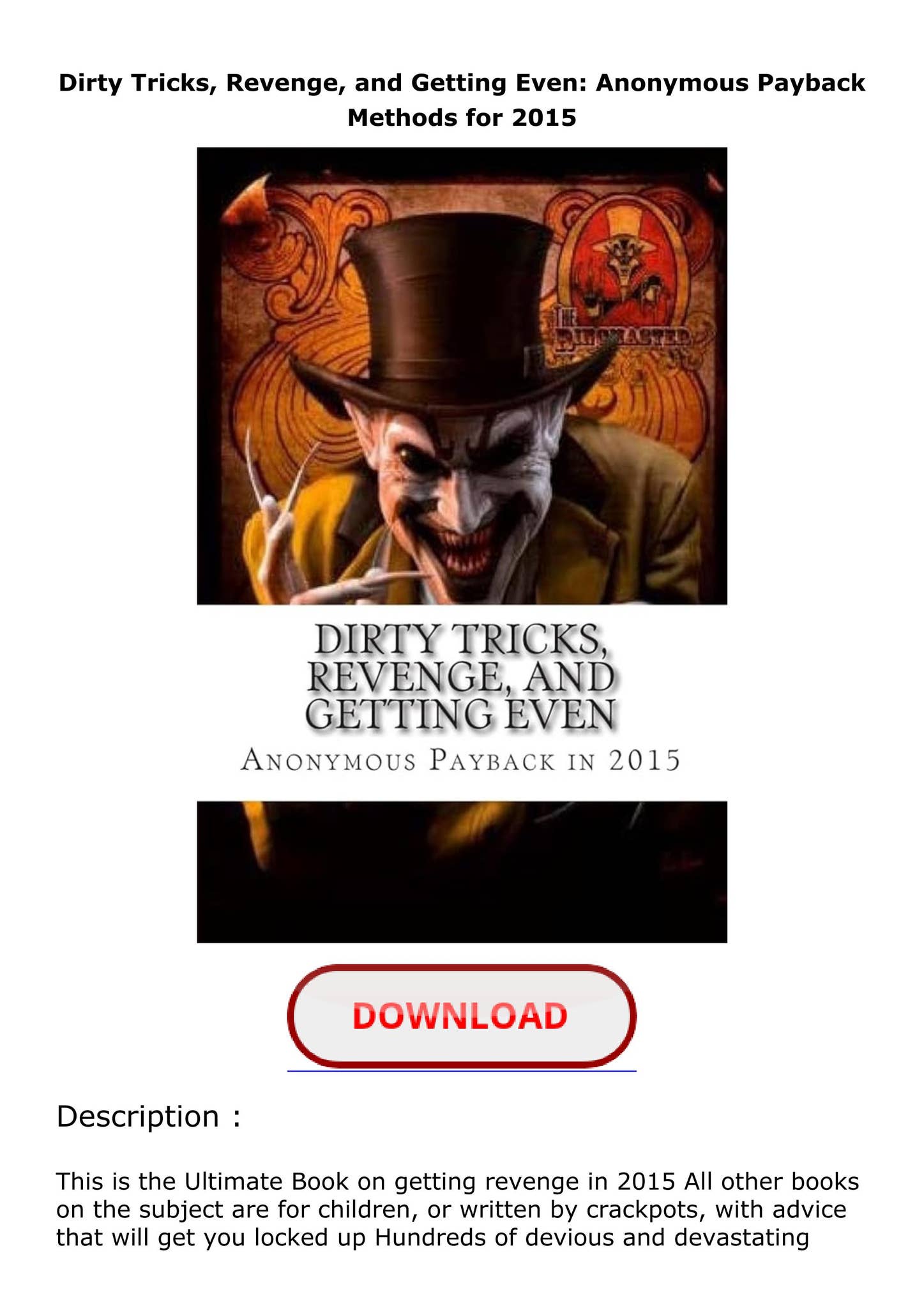 Getting Payback pdf Dirty Tricks, Revenge, and Getting Even: Anonymous Payback Methods ...