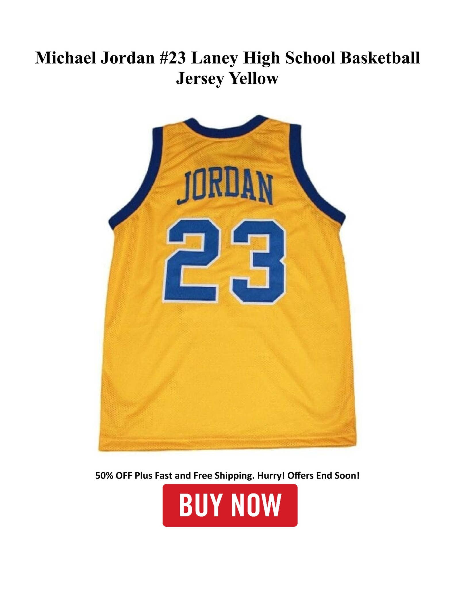 新品タグ　Laney Highschool バスケジャージ23 Jordan Michael Jordan #23 Laney High School Throwback Stitched