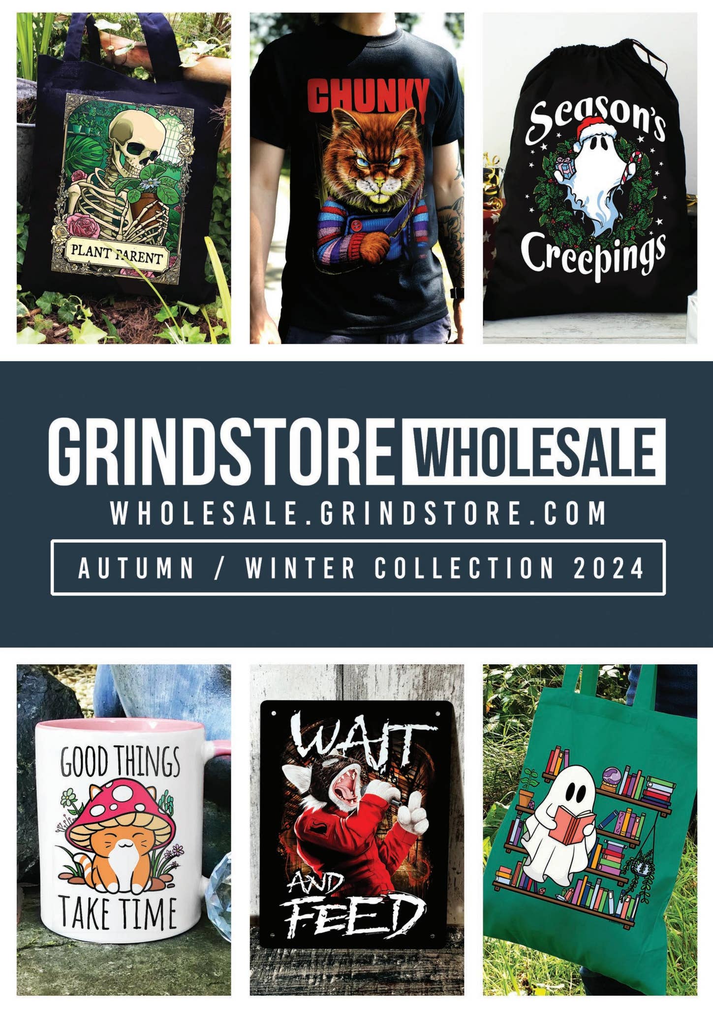 Grindstore Tazza Interno colorato di Blu Witchy Familiar in Bianco