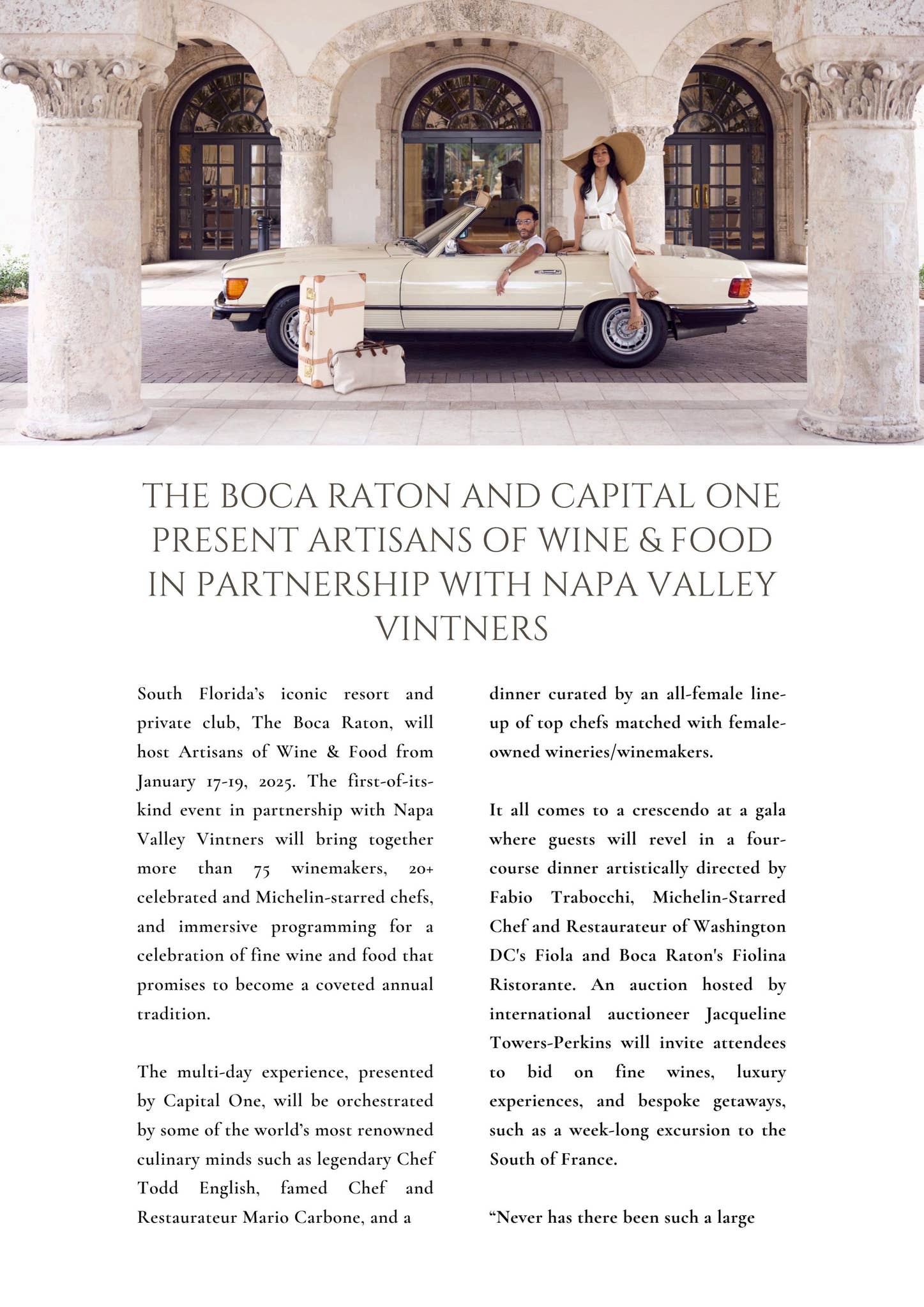 The Boca Raton Hosting Artisans of Wine & Food by Sophisticated Living ...
