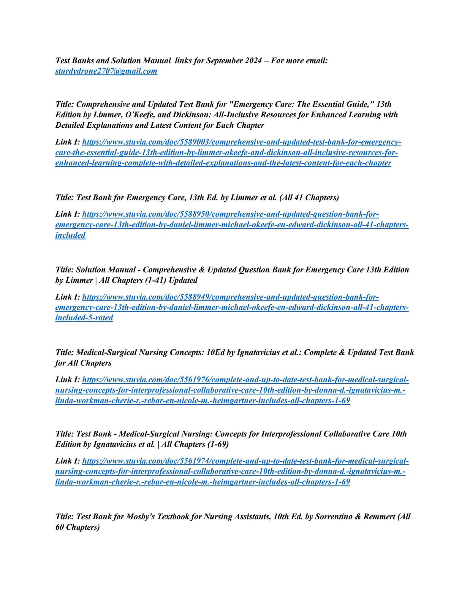 Test Banks and Solution Manual links for September 2024 – For more ...