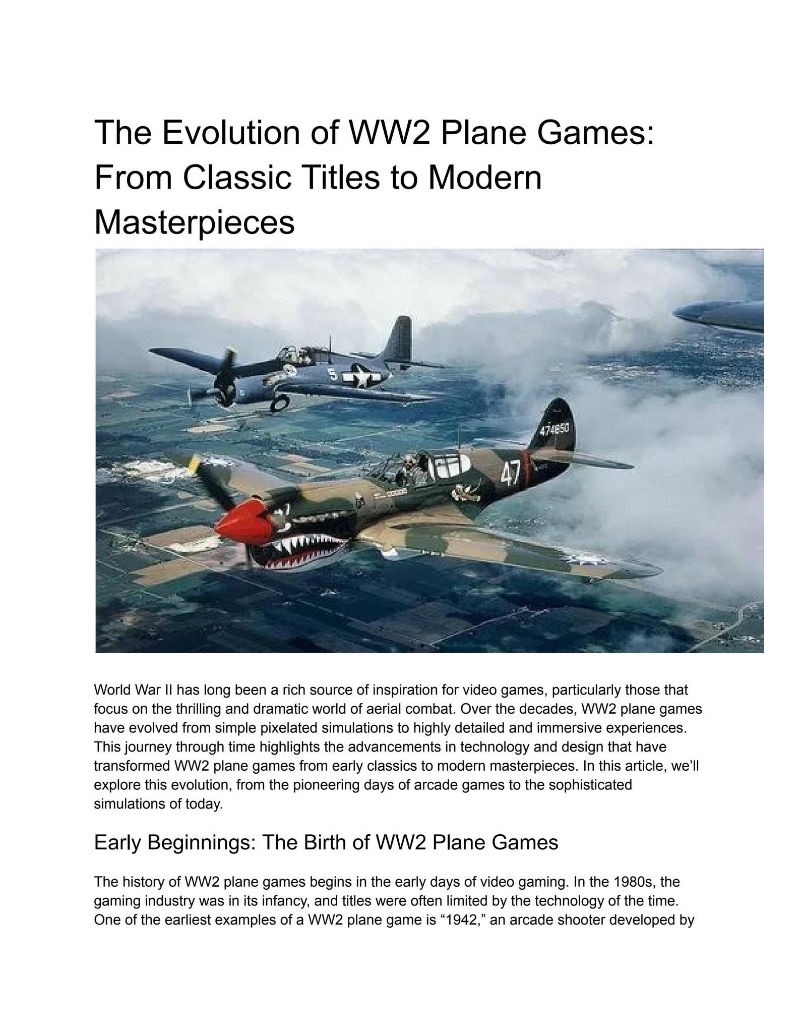 The Evolution of WW2 Plane Games: From Classic Titles to Modern ...