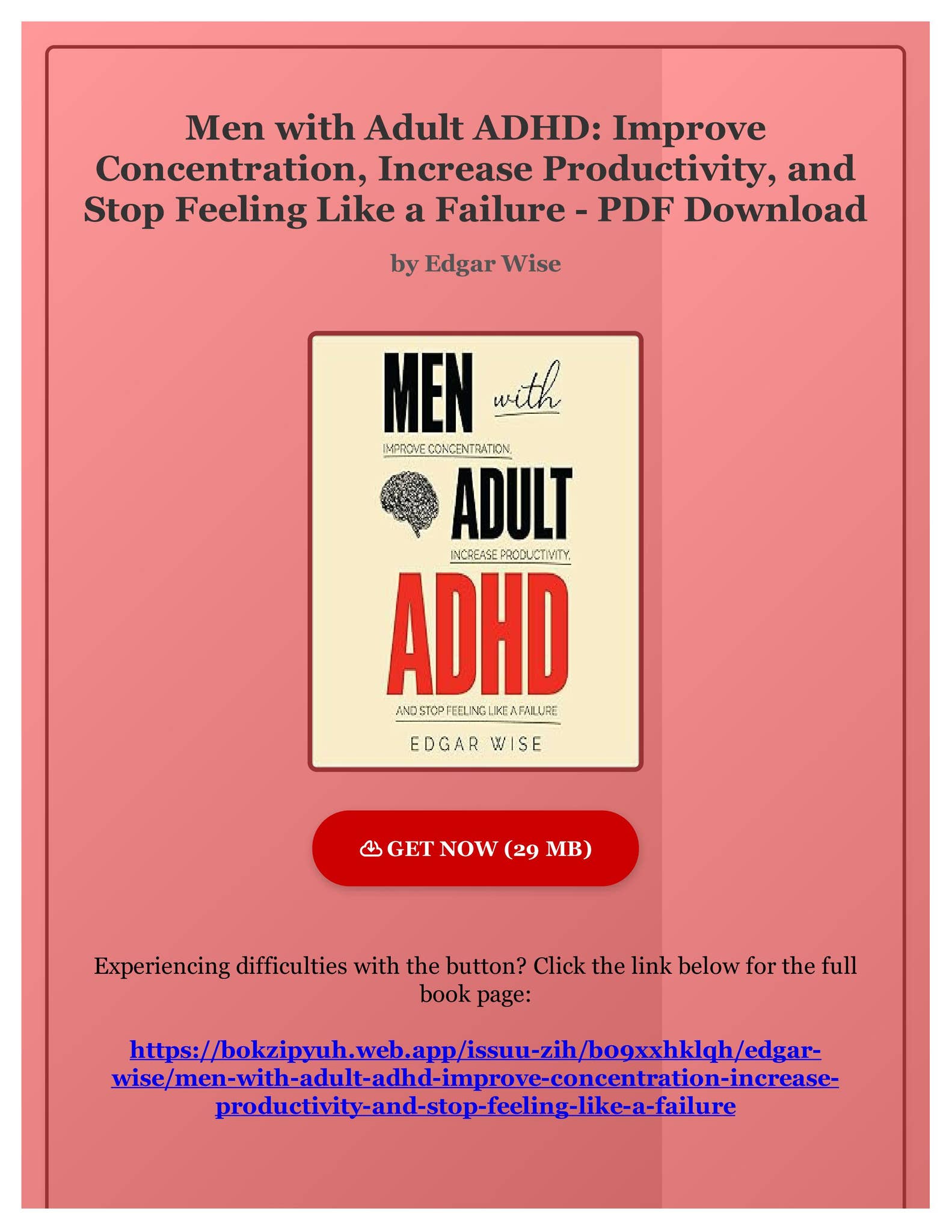 FREE PDF Men with Adult ADHD: Improve Concentration