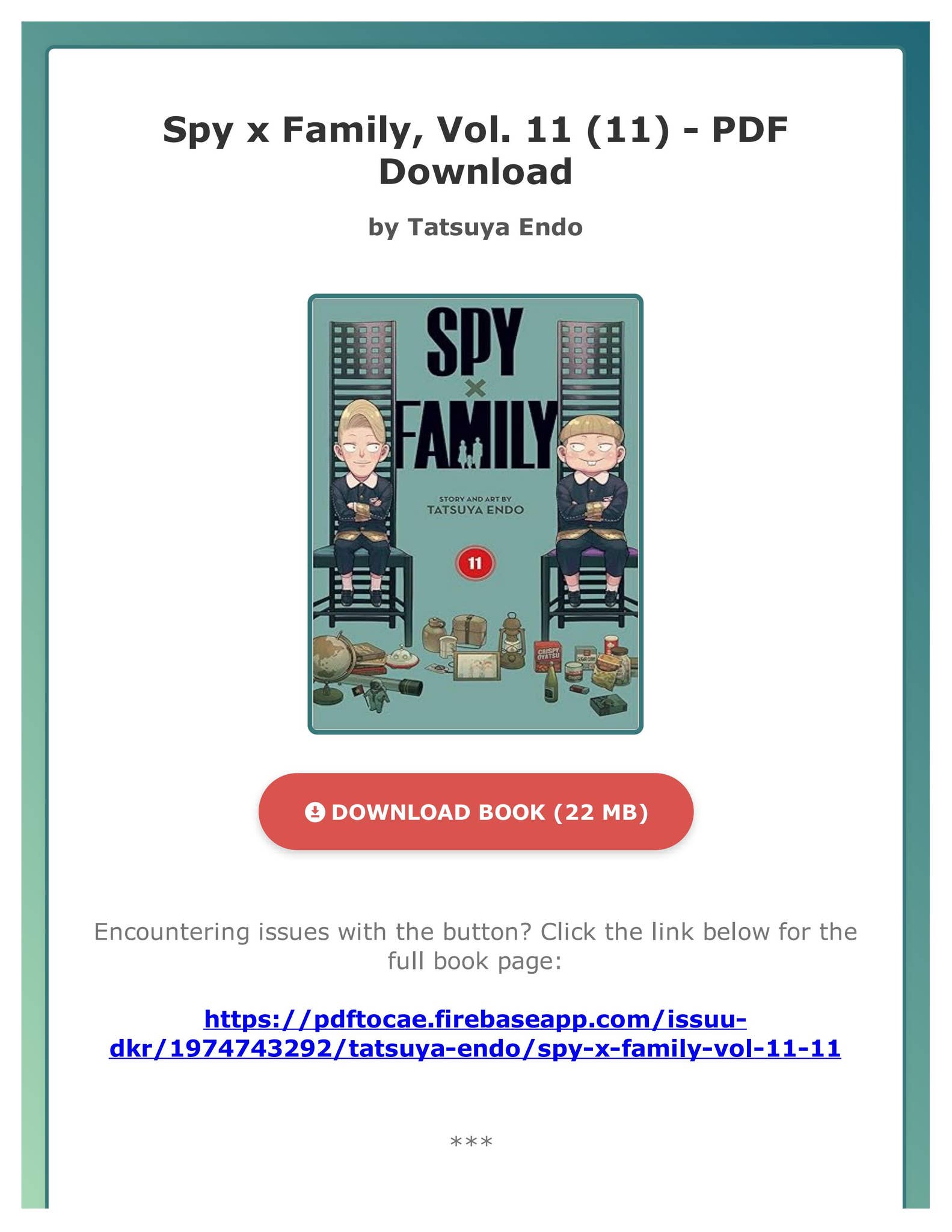 PDF) Spy x Family, Vol. 11 (11) by Tatsuya Endo by HauckVct