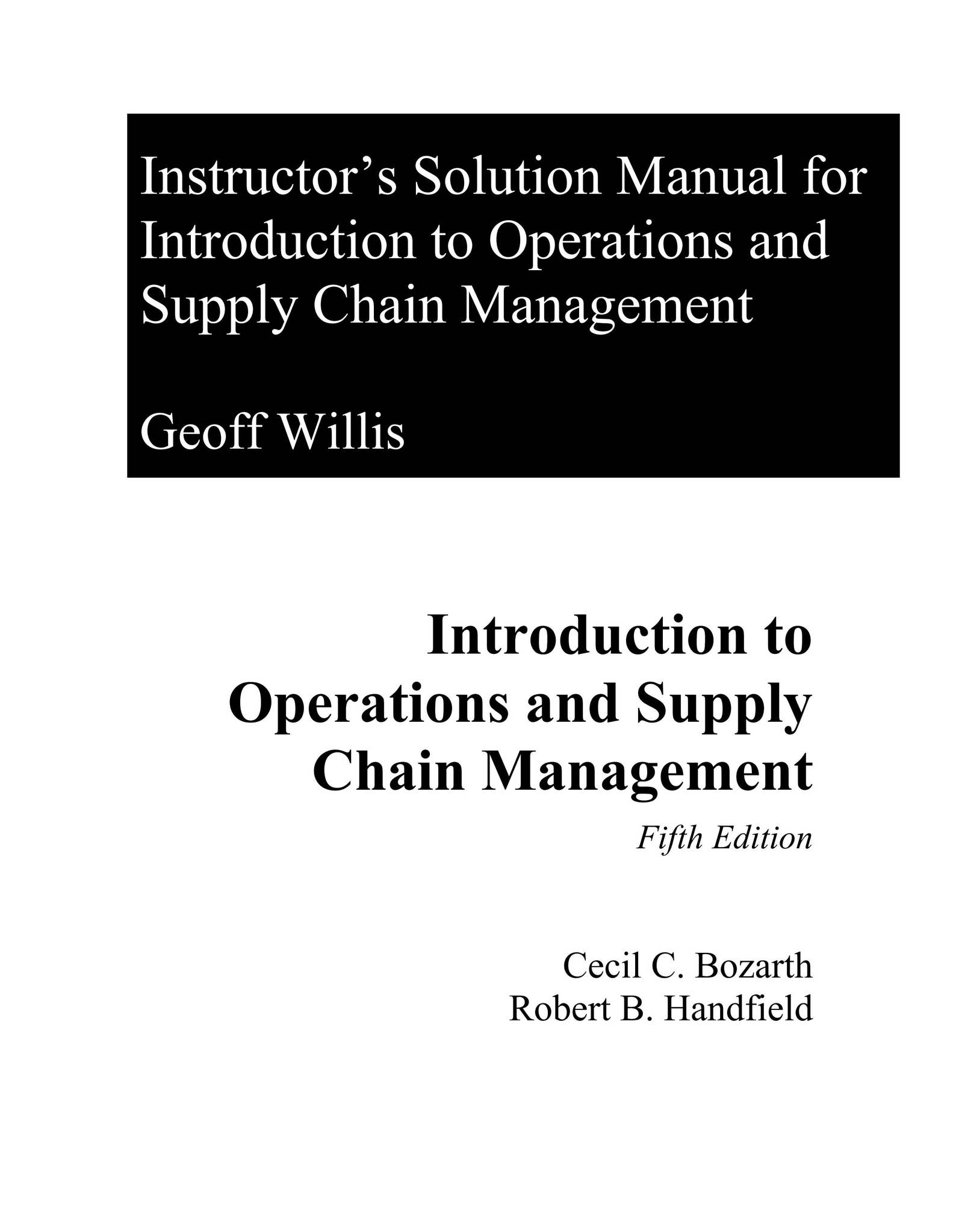 Introduction to Operations and Supply Chain Management, 5th Edition ...
