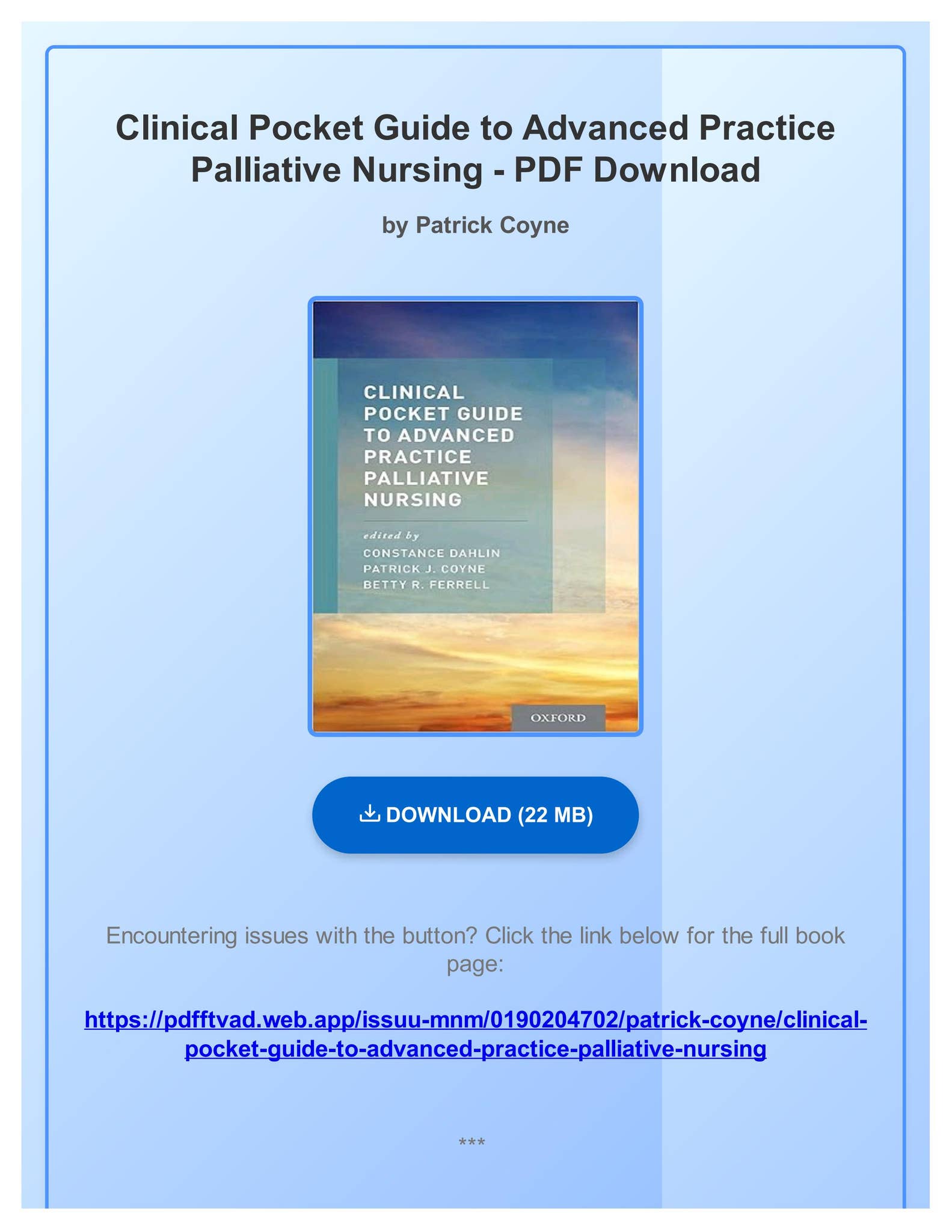 PDF Free Clinical Pocket Guide to Advanced Practice Palliative Nursing
