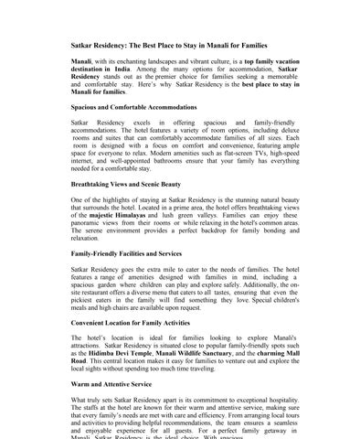 Best Place To Stay In Manali With Family