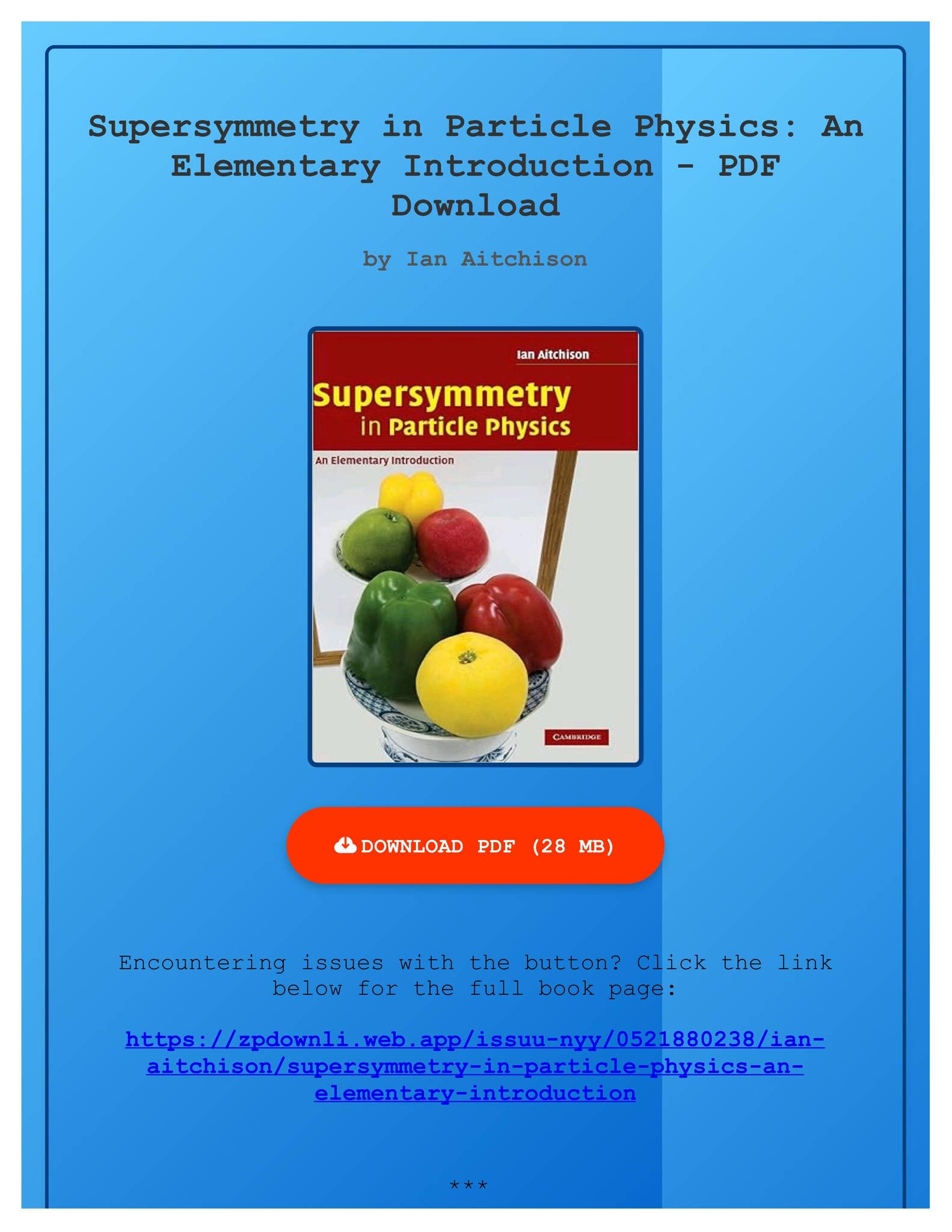 Ebook PDF Supersymmetry in Particle Physics: An Elementary