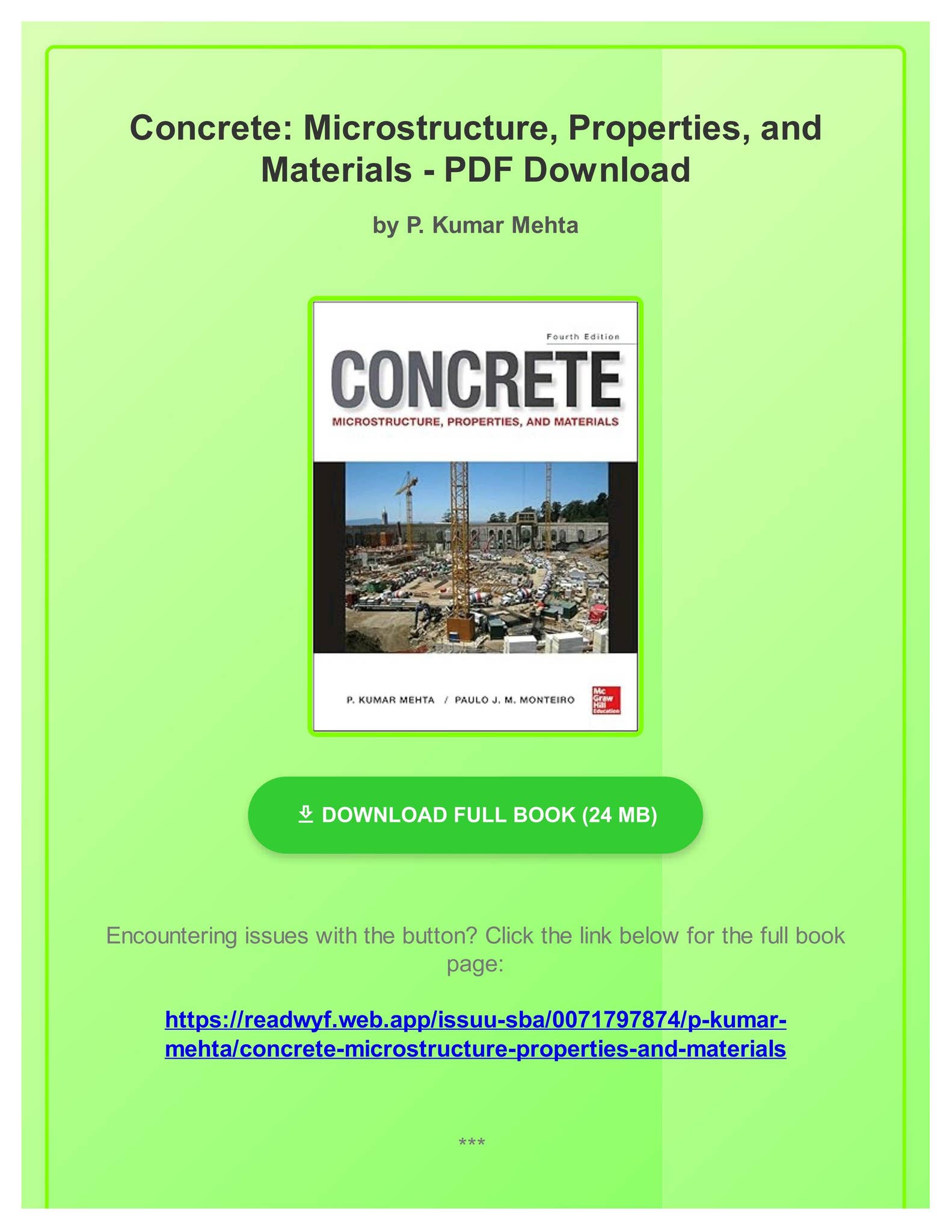 Properties of Concrete Fourth Edition（Libro properties of