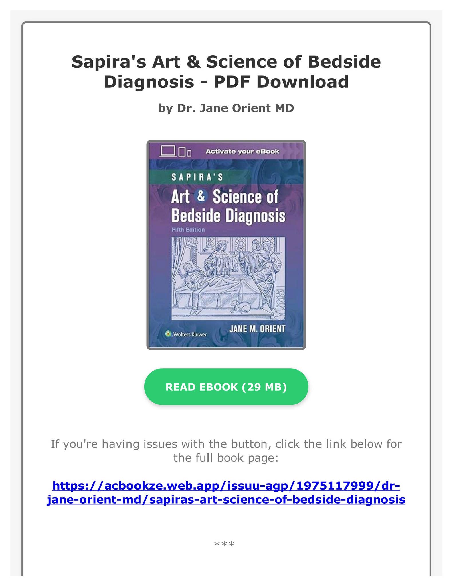 Sapira&#39;s Art &amp; Science of Bedside Diagnosis [ハードカバー] Orient MD， Dr. Jane Sapira's Art & Science of Bedside Diagnosis: 9781975117993