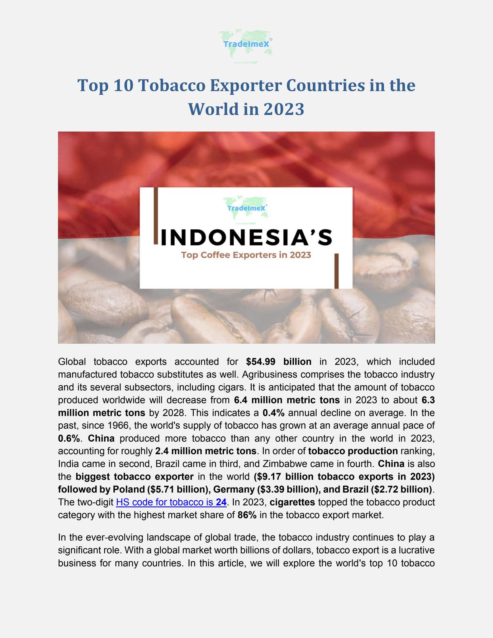 biggest tobacco exporters Top 10 Tobacco Exporter Countries in the World in 2023 by tradeimexpvt